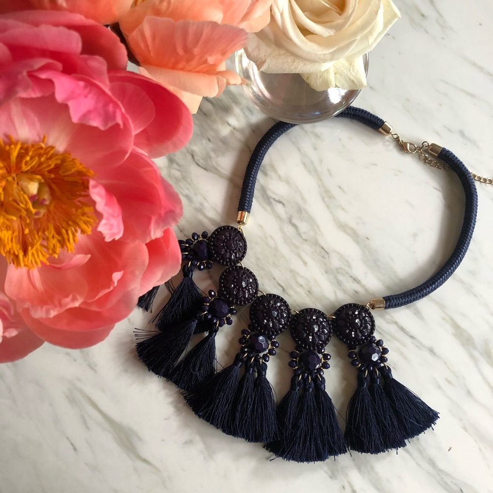 Navy statement necklace